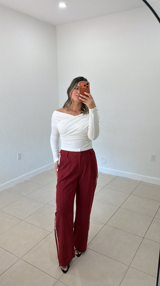 Burgundy Striped Pants
