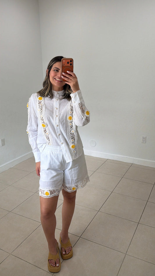 Floral Embroidered Lace Set