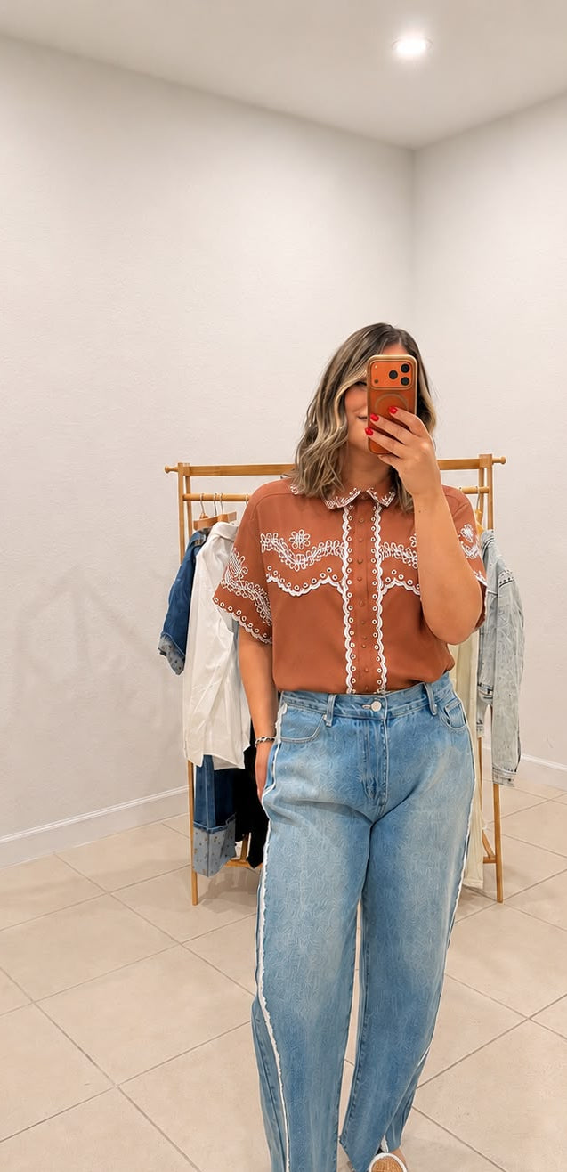 Boho Embroidered Top