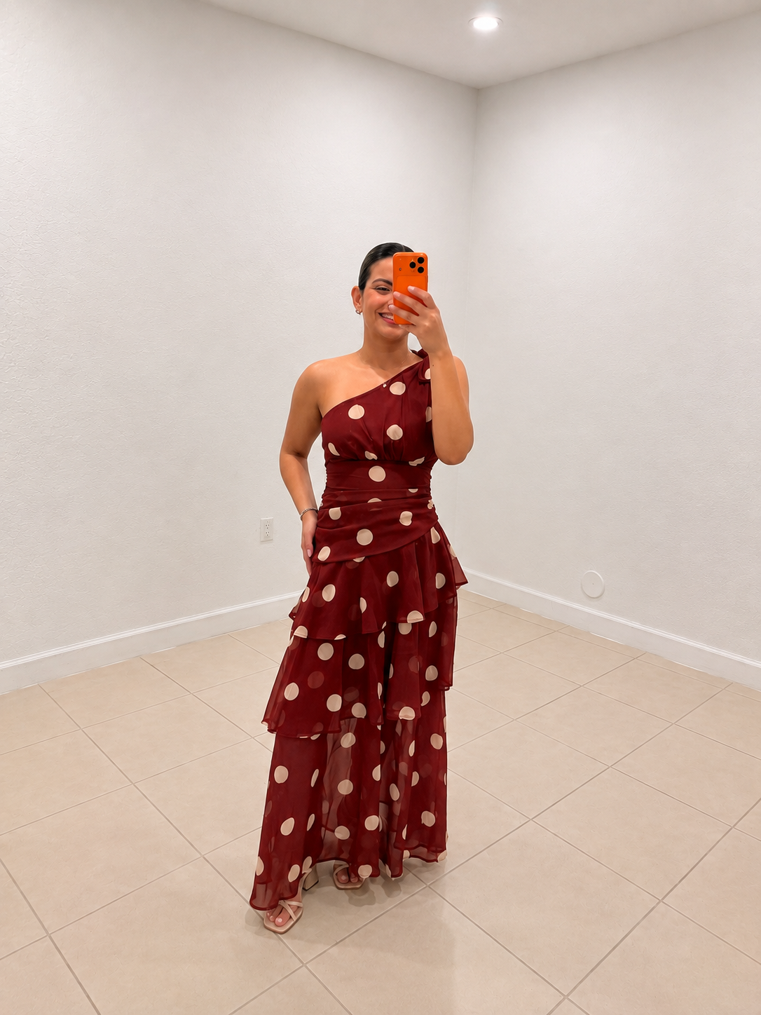 Polka Dot Ruffle Maxi Dress
