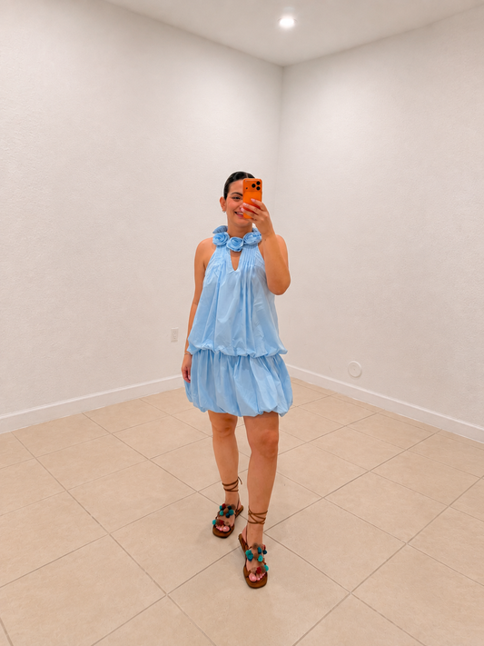 Rosette Bubble Mini Dress