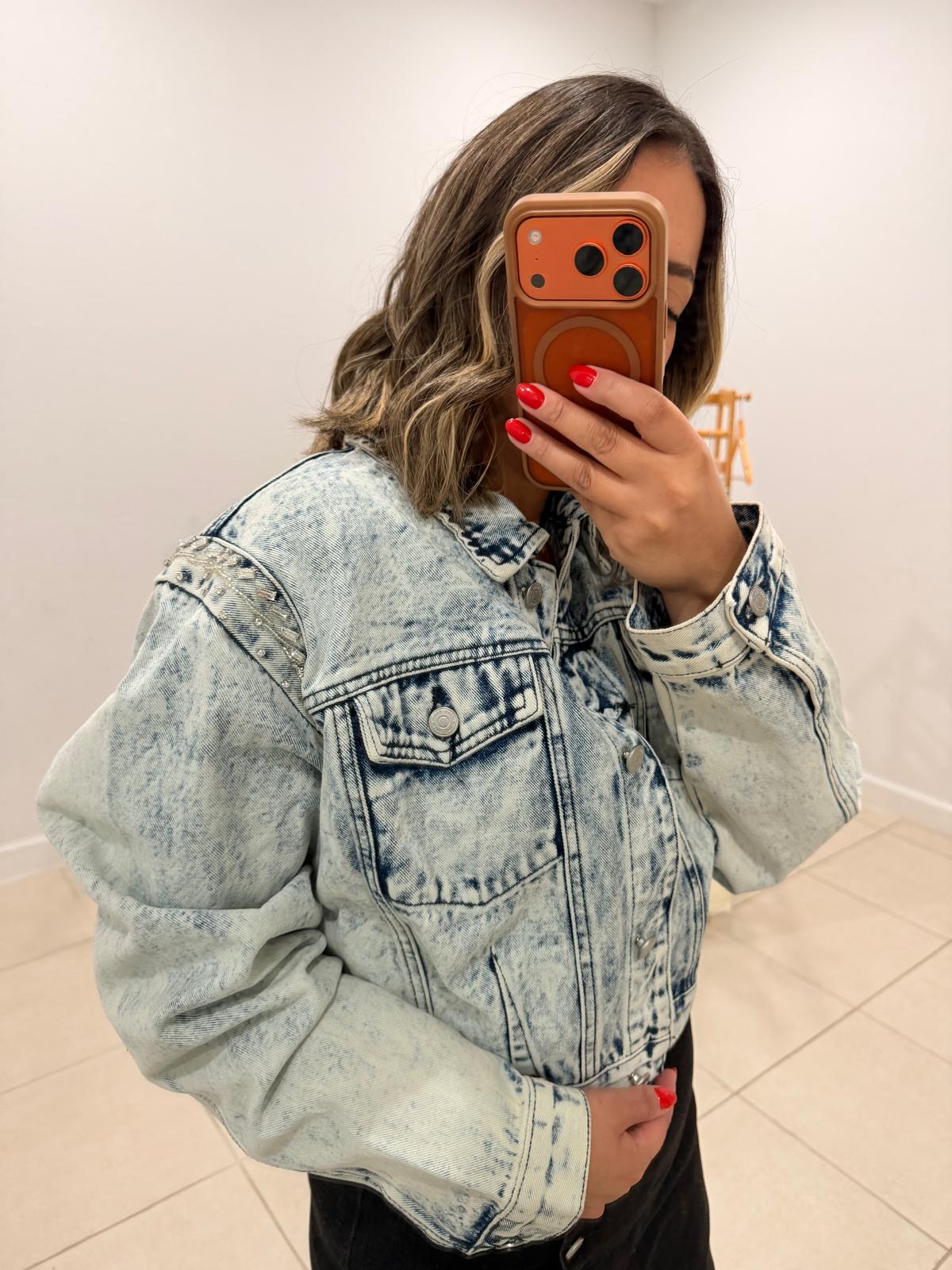 Pearl Embellished Denim Jacket