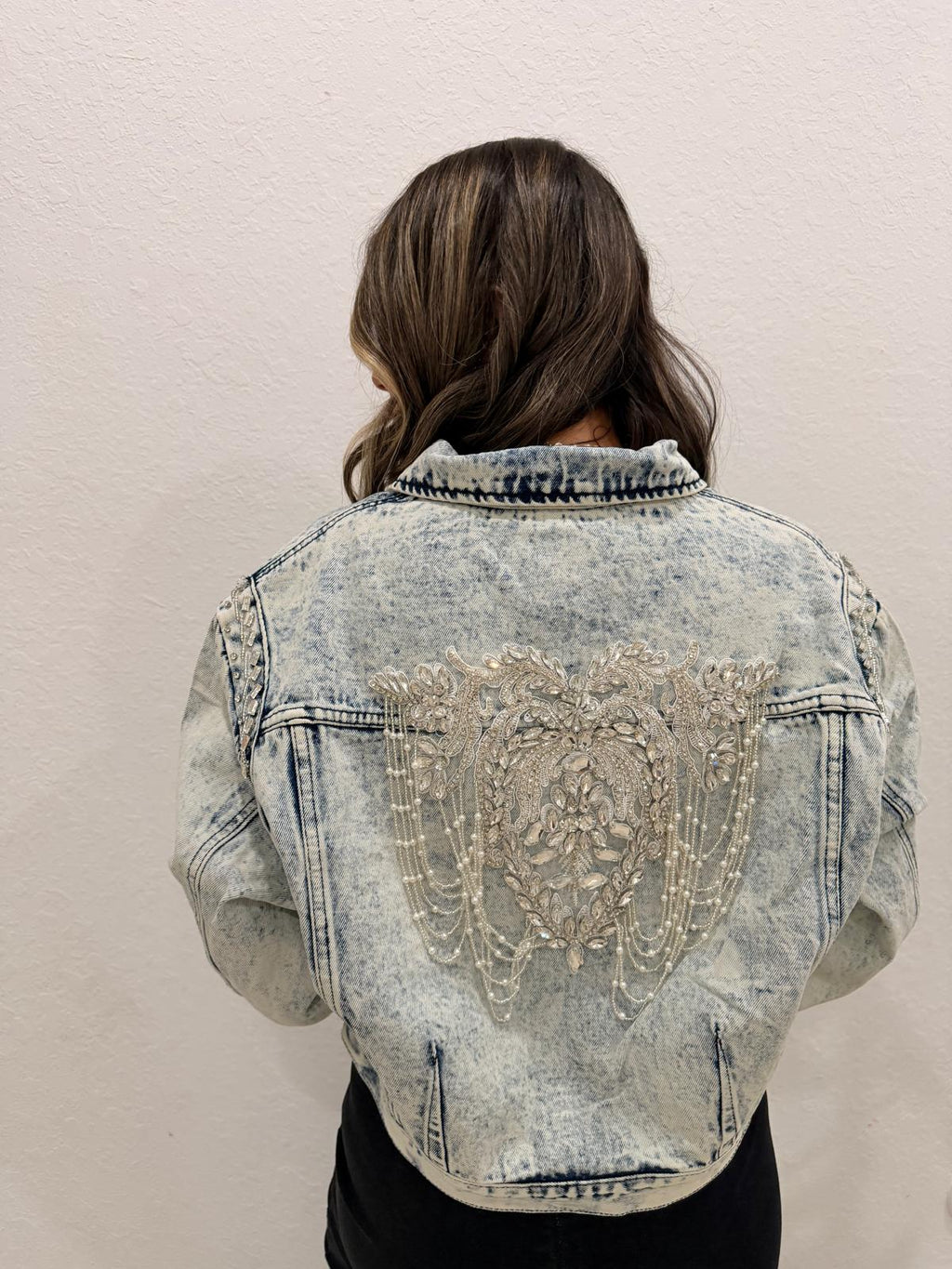 Pearl Embellished Denim Jacket